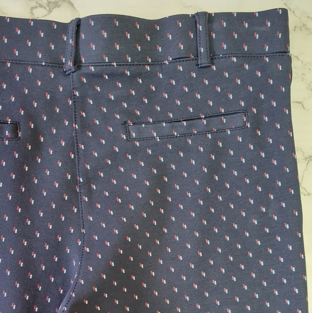 Betabrand Navy Geometric Print Yoga Dress Pants, Size M Long - Picture 6 of 9